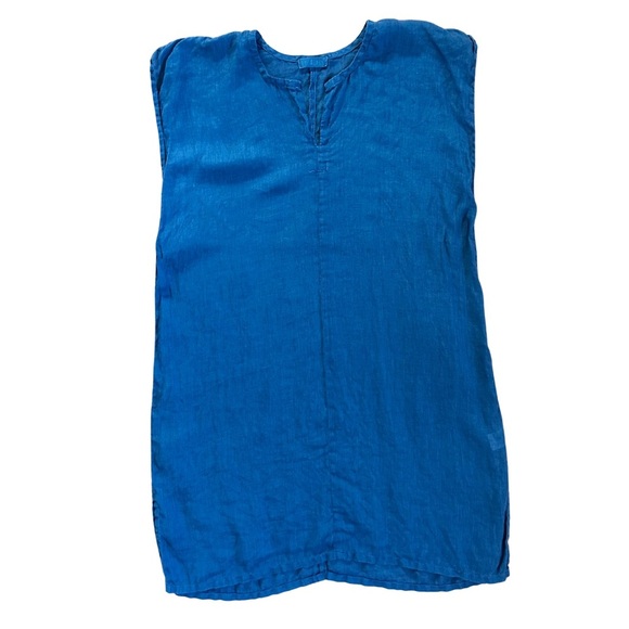 CP SHADES cap sleeve linen tunic mini dress cover up blue lightweight size S - Picture 1 of 11